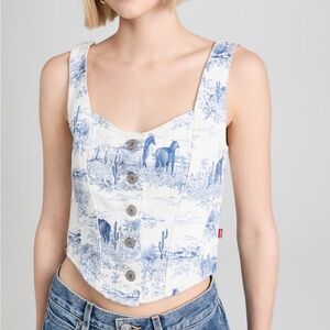 Levi's Alani Corset Blue and White Printed Crop Top